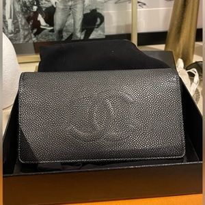 Chanel Caviar L-Yen Flap Wallet Black